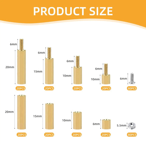 330 Pcs M3 Brass Standoffs And Screws Nuts Kit For DIY PC Build Raspberry Pi Projects with varied spacer sizes shown