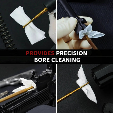 Gun Cleaning Kit With 300 Patches And 200 Cotton Swabs In Storage Box used for precision bore cleaning.