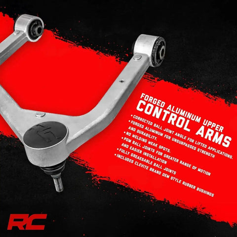 Forged Upper Control Arms For 2009 2020 Ford F150 4WD With Beefed Up POM Ball Joints And Fully Greasable Bushings, Heavy Duty Aluminum Construction, No Welding Weak Spots, Corrects Ball Joint Angle For Lifted Applications, Model 51036 on display