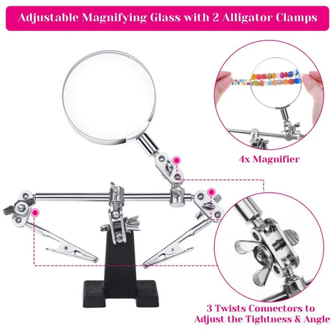 All In One 1857 Pcs Jewelry Making Kit For Adults with magnifying glass and adjustable clamp tool for crafting