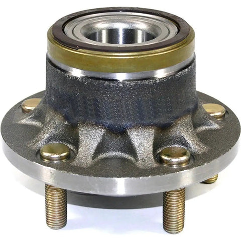 Front view of Rear Wheel Hub Bearing Assembly Kit For Transit Connect 2010-2013 2 Pack Direct Replacement, steel build, visible bolts.