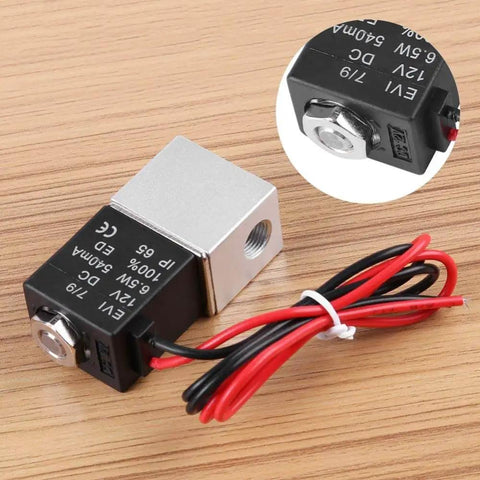 2 Way Normally Closed DC 12V Solenoid Valve for Air Gas Water and Liquid, 1/4 In NPT, Aluminum Anodized Body, with wiring