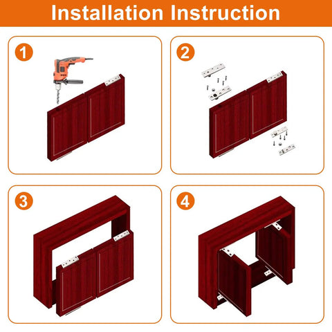 Installation instructions for Hidden Door Pivot Hinges Set Stainless Steel 270 Degree Rotation 2 Pack With Screws Included