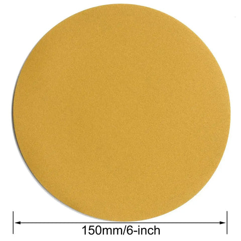 Front view of 6-Inch No-Hole Hook and Loop Sanding Discs 320 Grit 100-Pack for Automotive showing disc size and plain surface