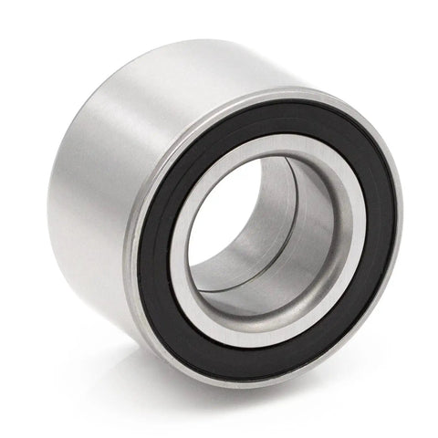 Close-up of a silver metal front wheel hub bearing assembly, compatible with Chevy Aveo Spark Spectrum Pontiac G3 Wave and more.