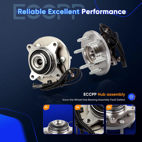 Front Wheel Hub Bearing Assembly 515142 for Ford Expedition, F150, Lincoln Navigator 2011-2014 with ABS sensor, 6 lug