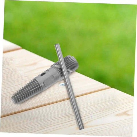 Stainless steel Dual Head Water Pipe Extractor and Broken Screw Remover Tool for Stripped Screws Valves and Bolts on wooden surface