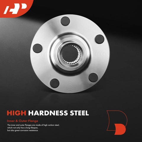 Front view of 2 Pack Front Wheel Hub Assembly 5 Lug Kit For Toyota Camry 1992 To 2003 with high hardness steel flange