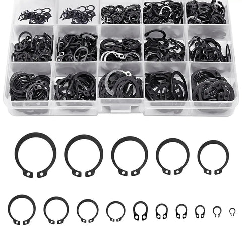 320Pcs External Snap Rings Kit 4mm To 28mm Alloy Steel C Clips 15 Sizes Heavy Duty Retaining Ring Assortment