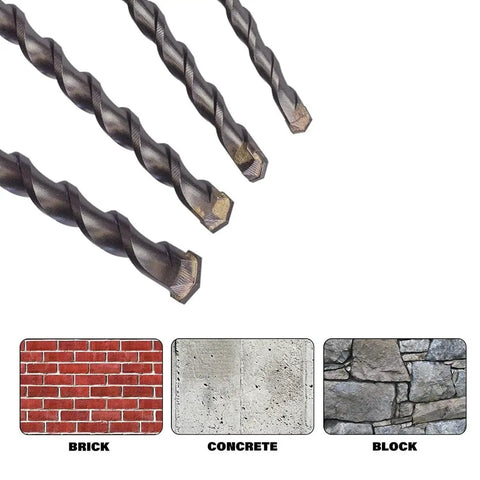 Close-up view of 2 Pack 12Mm Masonry Drill Bit Set With 150Mm Length SDS Carbide Tipped Rotary Hammer Bits for concrete.