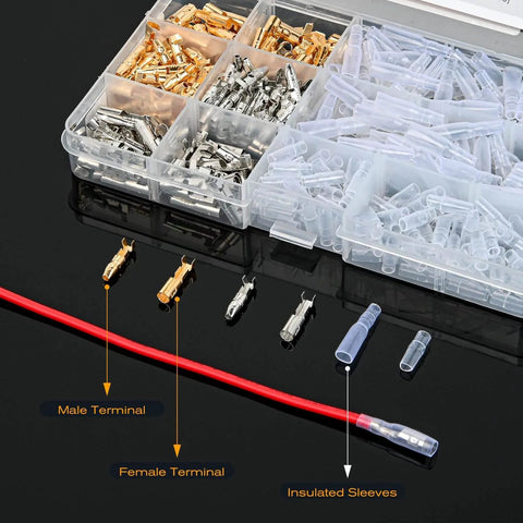 3.9mm Bullet Connectors Set For 22-16 AWG Wire, Brass Male And Female Terminals With Insulation Sleeves