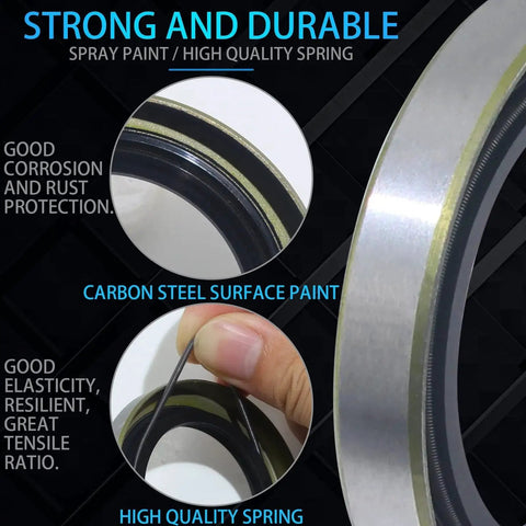 4 Pack Trailer Axle Hub Wheel Grease Seals With Cotter Pins For 3500Lb Spindles 1.719 Inch ID And 2.565 Inch OD shown close-up