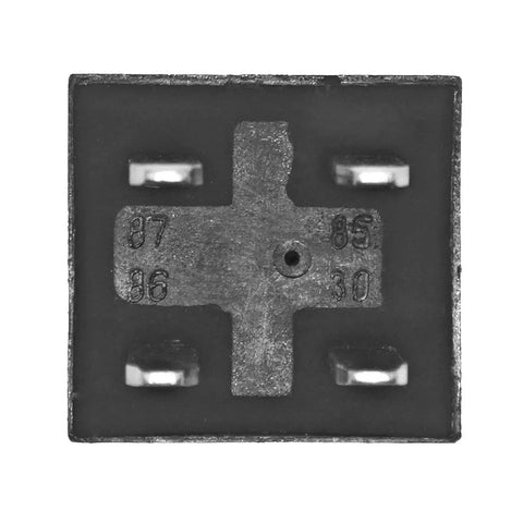 Bottom view of Ultra Micro ISO Automotive Relay Pack of 6, 12V DC, 20A SPNO, showing terminal connections for automotive circuits.