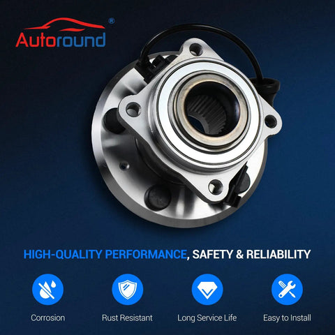 Front view of Rear Wheel Bearing And Hub Assembly Replacement Kit For 2010 To 2017 Chevy Equinox And GMC Terrain 5 Lug With ABS