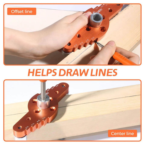 Floating Shelf Dowel Jig Kit With Half Inch By Eleven Point Eight Inch Drill Bit For Hidden Shelf Brackets in use on wood