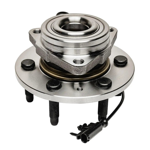 Close-up of 4WD Front Wheel Bearing Hubs And CV Axles Kit For Silverado 1500 Sierra Suburban Tahoe Yukon XL Avalanche And Cadillac Escalade ESV EXT AWD Ready To Roll Replacement Parts For A Smooth Quiet Ride And Easy Install.