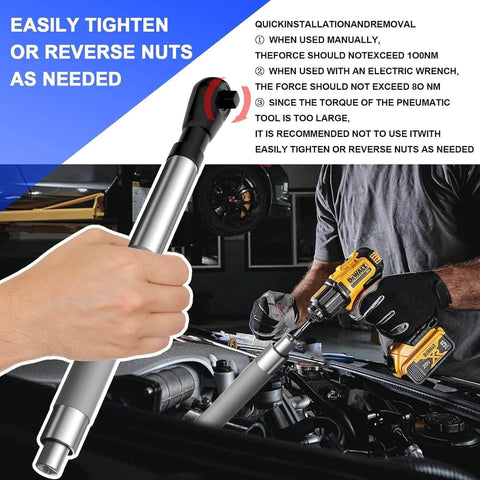 Compact Offset Extension Wrench For Electric Drills And Impact Wrenches, Slim Profile Built To Fit Tight Spots, in use.