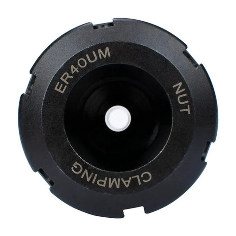 Top view of R8 ER40 Collet Chuck Milling Shank Holder With 7/16-20 Drawbar Thread showing clamping nut detail.
