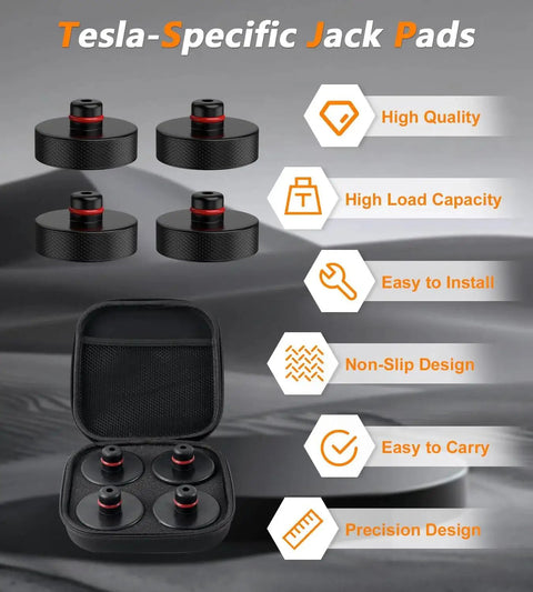 4 Pcs Pucks Floor Jack Pads For 2016 To 2025 Models 3 Y S X With Storage Bag displayed with features and storage bag