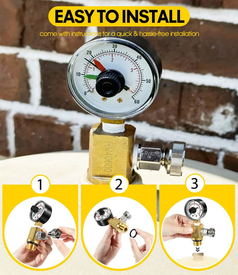 Manual relief valve with pressure gauge, DearChan 98209800 brass, for pool and spa filter replacement; Amazon brand