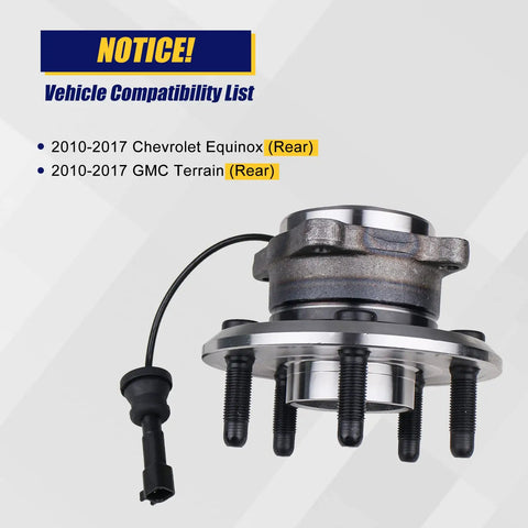 512440 Rear Wheel Bearing And Hub Assembly For Chevy Equinox And GMC Terrain Rear 2010 Through 2017 With 5 Lug And ABS Ready