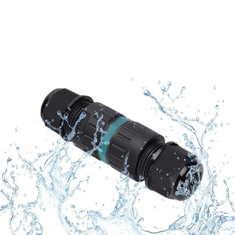 Waterproof Junction Box Cable Connector M25 4Pin IP68 with water splashes, designed for outdoor signs and lighting, nylon PA66, 10-14mm cables.