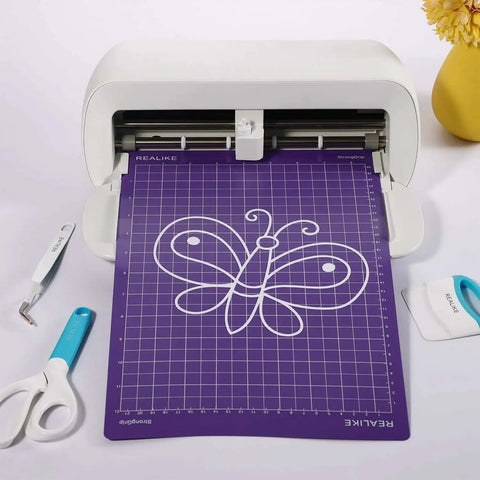 8.5x12 Inch Cutting Mats Set For Cricut Joy Xtra, 3-Pack With LightGrip StandardGrip StrongGrip in use showing butterfly cut design