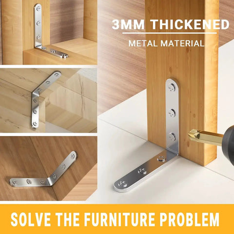 Sturdy Stainless Steel 4x4 Angle Brackets 3mm thick heavy duty 90 degree corner braces for wood shelves cabinets furniture bookshelves 25 pack.