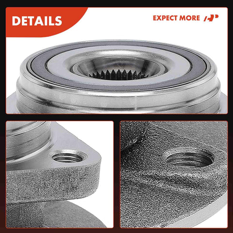 Close-up of Beefed Up Front Wheel Bearing And Hub Assembly For Volkswagen And Audi 2015 2023 Fitment Jetta Golf Tiguan parts.