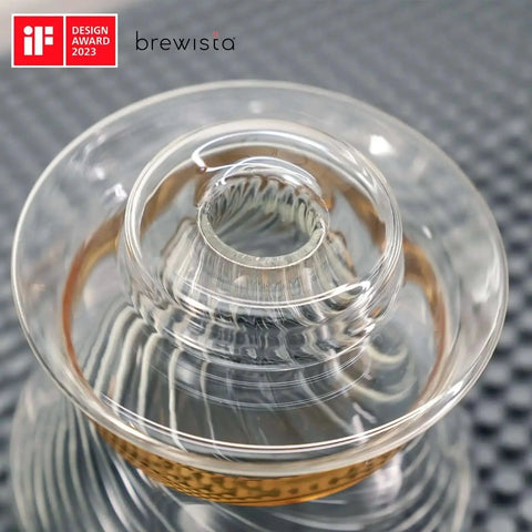 Top view of Tornado Duo Pour Over Coffee Dripper Barista Grade With Double Wall Glass Insulated Body Easy To Clean Dripper.