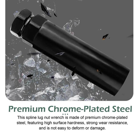 Beefy 1 Piece 6 Spline Lug Nut Socket Locking Key for Wheel Locks, chrome-plated steel, 90mm length