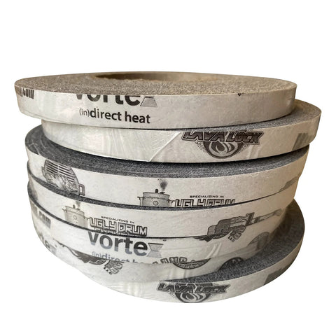 LavaLock high-temp BBQ gasket rolls, 1/2 in x 1/8 in, grey self-stick smoker seal.