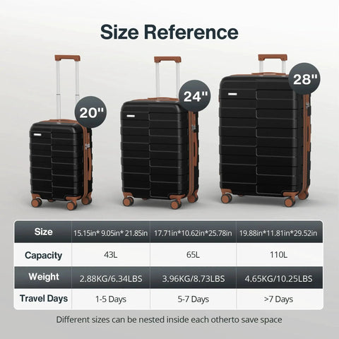 3 Piece Luggage Set With 3 Years VIP Service Ultra Durable Hard Shell Expandable Carry On Lightweight 100 Percent PC Case