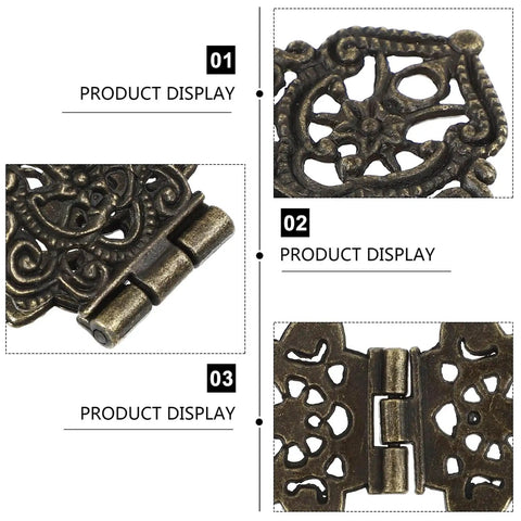 Close-up of Butterfly Hinges 10 Pack Zinc Alloy for Wooden Boxes and Small Cabinets Thickened Retro Miniature Furniture Hardware Jewelry Box Accessories by ULDIGI.