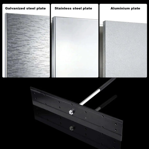 Heavy Duty 16 Inch Sheet Metal Folding Tool With Dual Depth Three Eighths And One Inch Bends displayed with metal samples