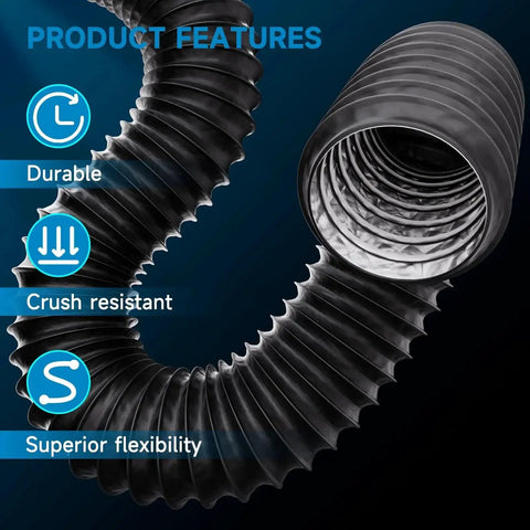 Close-up of 4 Inch Dryer Vent Hose 3 Ft Flexible Exhaust Duct With 2 Hose Clamps, showing durable and crush-resistant features.