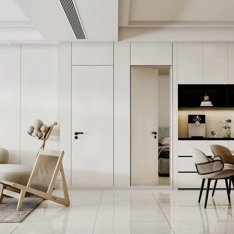 Ultra Thin Hidden Door Hinges Black For Secret Doors Invisible Concealed Butt Hinge installed in modern living room