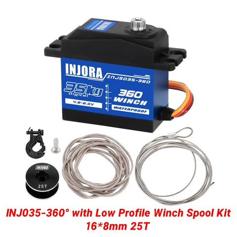 35Kg Digital Winch Servo With 360 Degree Continuous Rotation Waterproof RC Winch Kit with aluminum spool and gear