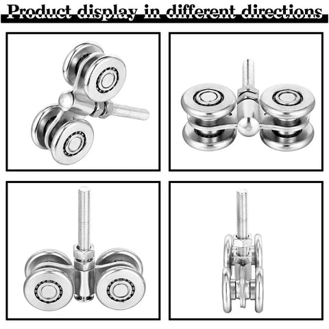 Set Of Four Wheel Trolley Assemblies For Heavy Duty Barn And Shed Sliding Doors various angles display