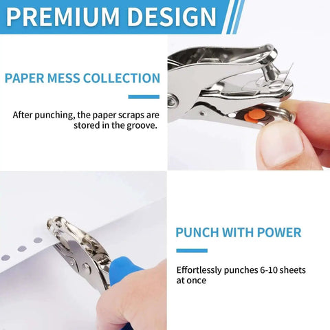 Two Pack Hand Hole Punch Set With Soft Grip Handles For One Eighth Inch And One Quarter Inch Holes, Ideal For Crafts And Scrapbooks, Blue