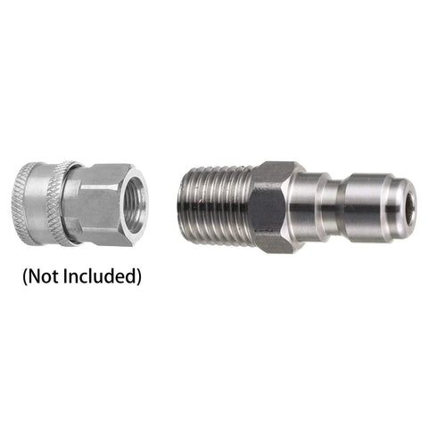 Heavy Duty Pro Grade Pressure Washer Quick Connect Coupler 1/4 Inch Male NPT Fitting 5000 PSI Quick Disconnect Plug 2 Pack shown separately.