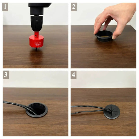 4 Pack Desk Grommet Kit With 2 Inch Hole Includes Hole Saw Drill Attachment And 6 Cable Ties For Office And Home Tables