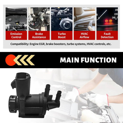 Beefed-Up 4x4 Vacuum Solenoid Locking Hub Actuator Replacement for 2007-2024 Ford F150 F250 F550 Super Duty Expedition Lincoln Navigator OE 7L1Z9H465B 600400FWA1014 by LOKFASISHA, displayed with engine component functions.