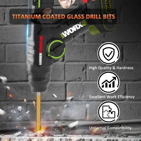 10 Piece One Quarter Inch Masonry Drill Bit Set Titanium Coated Carbide for Tile Concrete Stone Glass Brick Ceramic