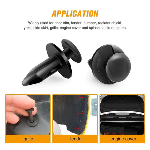 Universal Plastic Fender Clips Kit 200 Pcs Push Bumper Fasteners Rivet Clips With 6 Sizes for auto body applications