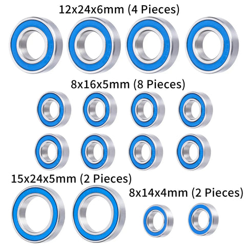 Beefed Up Steel Rubber Sealed Bearing Kit For Axial SCX6 Jeep JLU Wrangler RTR One Sixth Scale RC Car Upgrade With ABEC3 P6 Precision