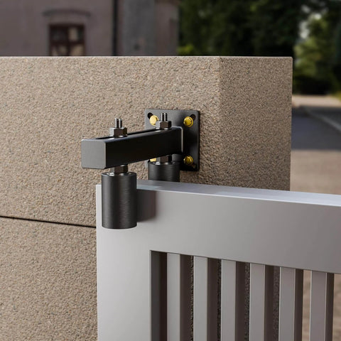 Beefed Up 3 Inch Gate Guide Roller Kit With Steel Bracket And Dual Hard Nylon Rollers For Sliding Gates Up To 4 Inches installed on a gate.