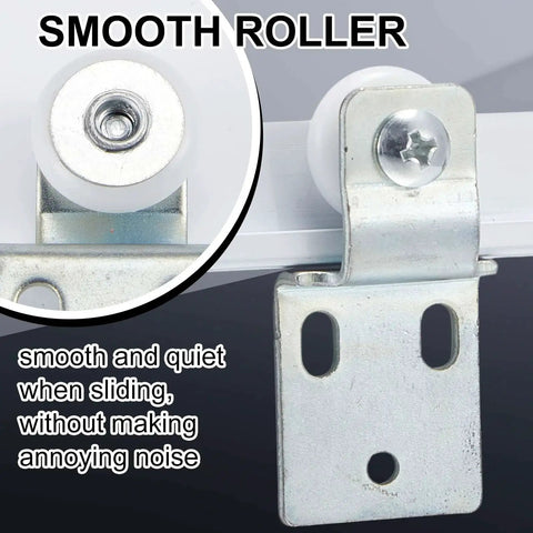 Close-up of a smooth roller from the Eight Pack Sliding Closet Door Roller Kit with Screws for Top Hung Bypass Doors.