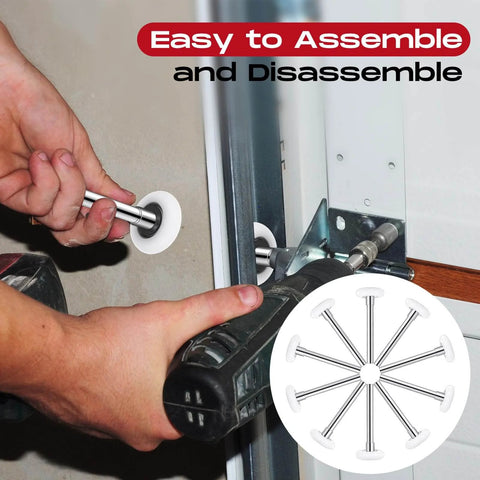 24 Pack Nylon Garage Door Rollers 2 Inch With Double Seal Cap Plus 4 Inch Stem being installed with tool