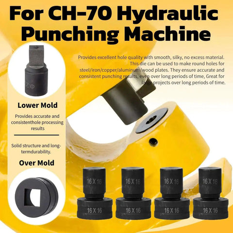 Rectangle Die For CH-70 Hydraulic Press Heavy Duty Metal Punch Die 15x20mm with molds; features steel, copper, aluminum punching